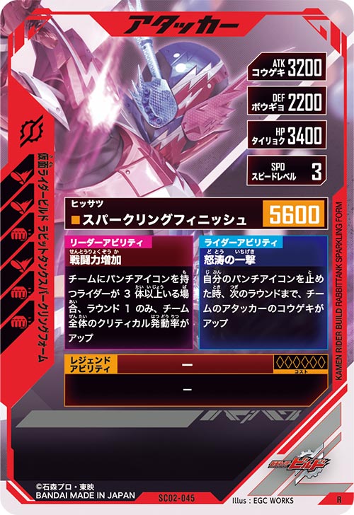 仮面ライダービルド ラビットタンクスパークリングフォーム アタッカー