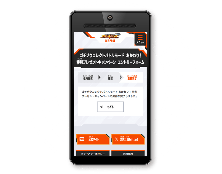 この画面が表示されたら応募完了！