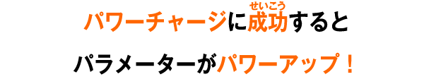 パワーチャージに成功するとパラメーターがパワーアップ！