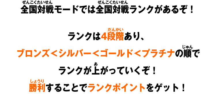 全国対戦モードでは全国対戦ランクがあるぞ！